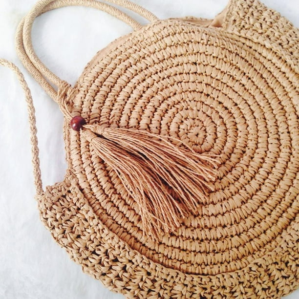 Details about   Women Crossbody Bag Round Straw Rattan Beach Travel Shoulder Knitted Handbag US 